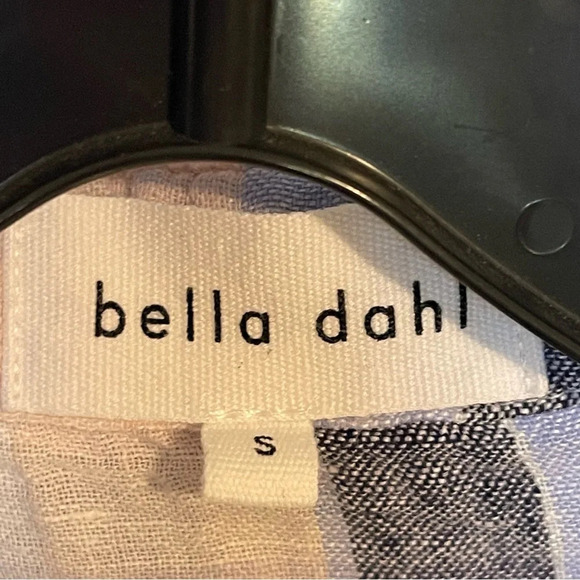 Bella Dahl plaid button down front pocket linen blend long sleeve shirt blouse S - Picture 2 of 8